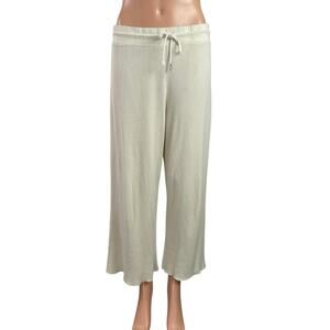 Mate The Label Women's White Waffle Knit High Rise Wide Leg Lounge Pants Size M